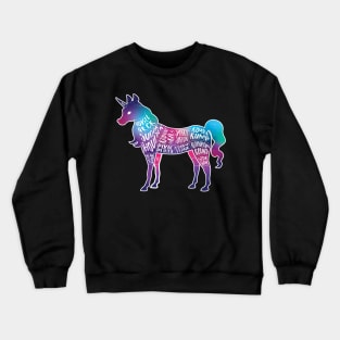 Galaxy Unicorn on Black - Fantasy Butcher Cuts of Meat Crewneck Sweatshirt